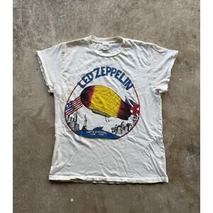 Madeworn Led Zeppelin 'North American Tour 1975' Retro Style White Tee Size S